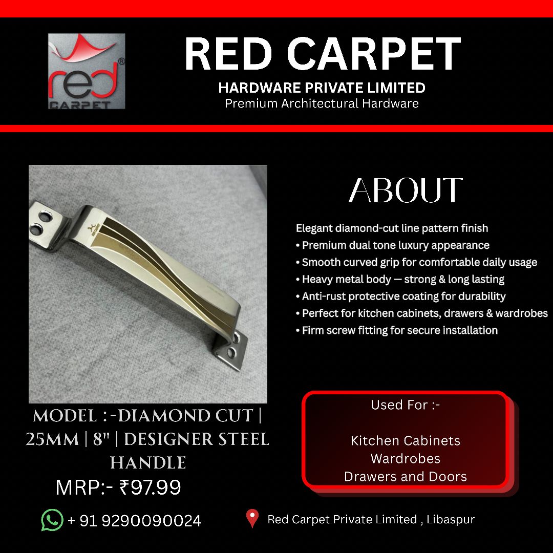 DIAMOND CUT | 25MM 8" | DESIGNER STEEL HANDLE